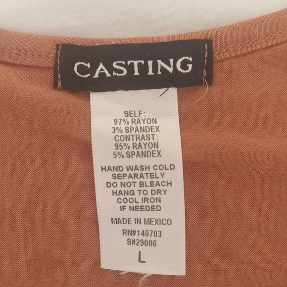 Casting Size Large Orange Long sleeve Top Mesh cold shoulder - Picture 6 of 8